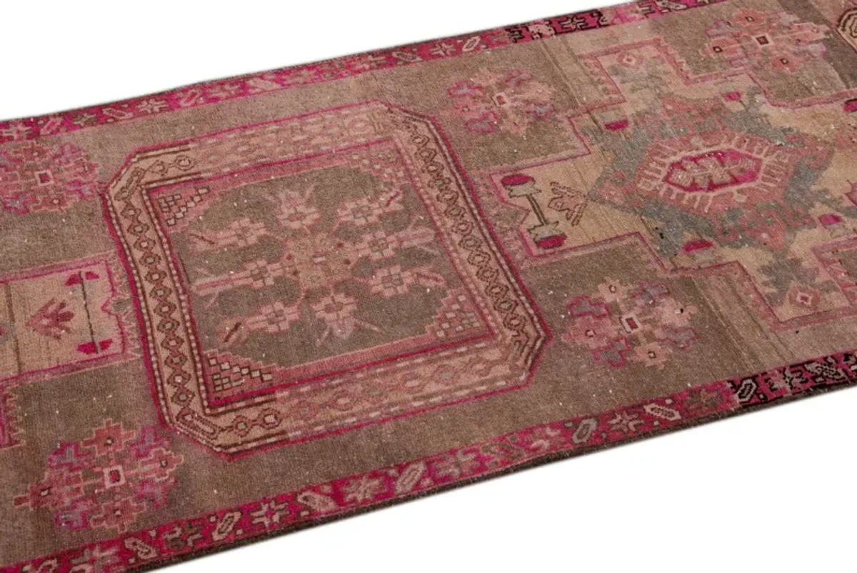 Vintage Persian Geo Runner 2'9" x 9'7" - Apadana - Pink