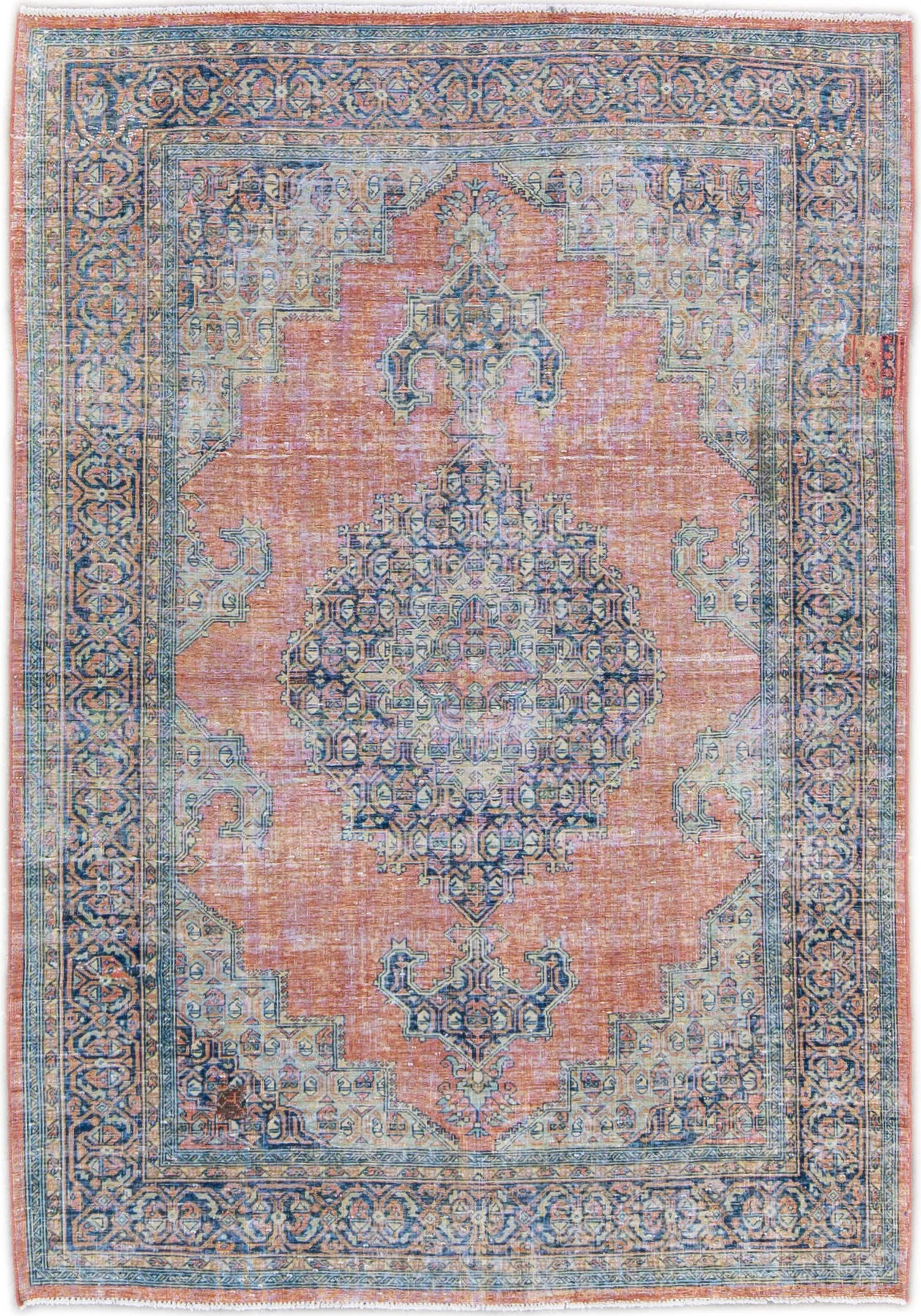 Vintage Persian Medallion Wool Rug - Apadana - Pink - Pink