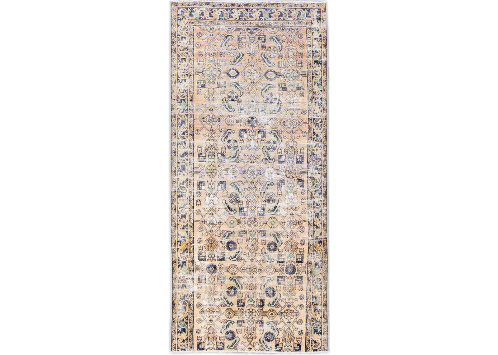 Vintage Geo Beige Rug - 3'8" x 8'5" - Apadana - Beige