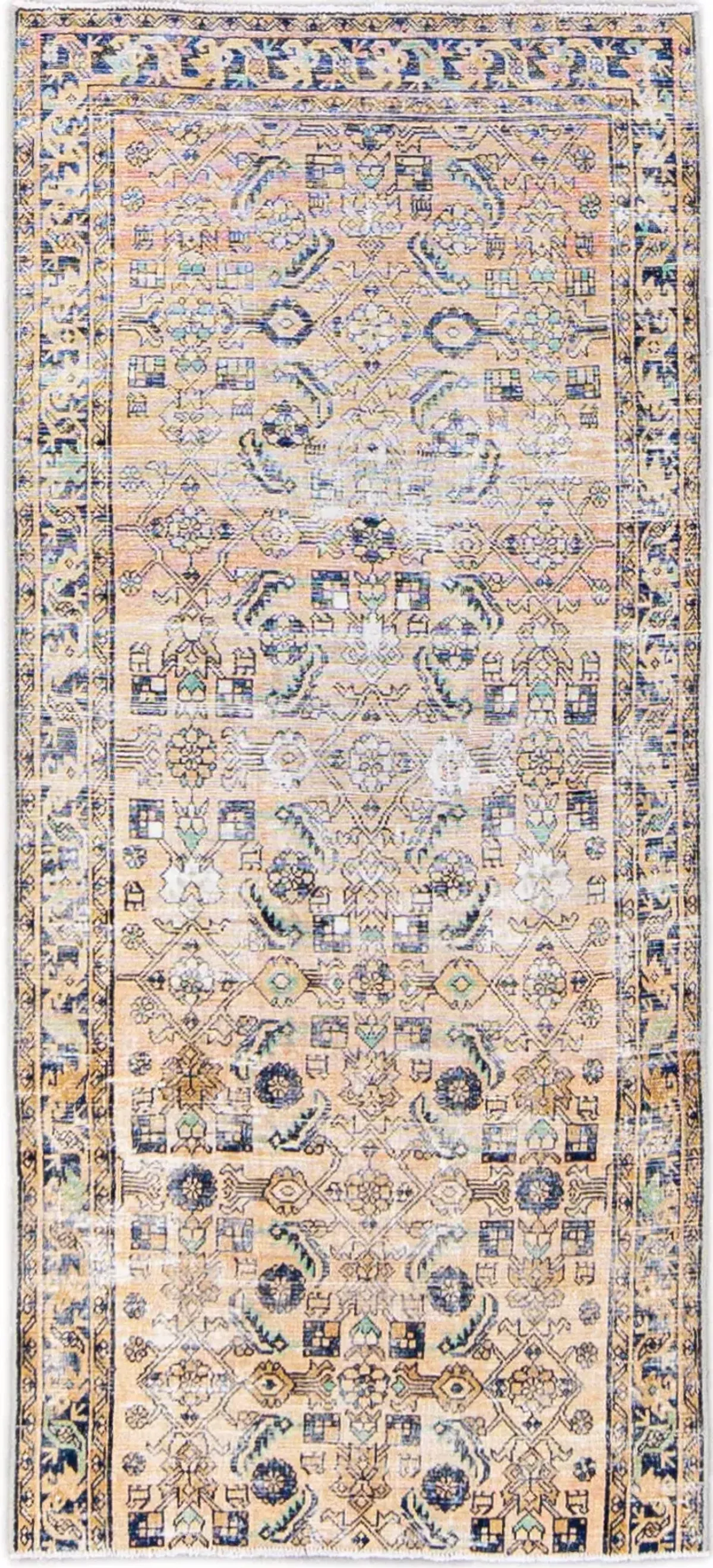 Vintage Geo Beige Rug - 3'8" x 8'5" - Apadana - Beige