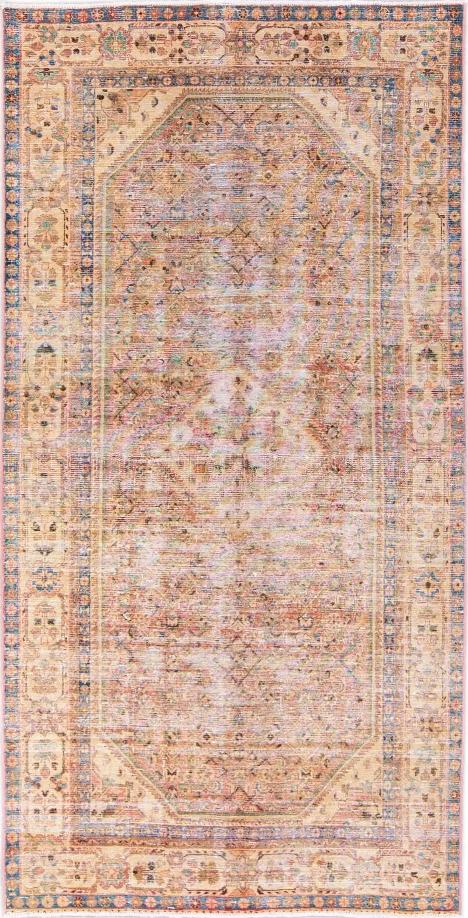 Vintage Handmade Pink Rug 5'1" x 10' - Apadana - Pink