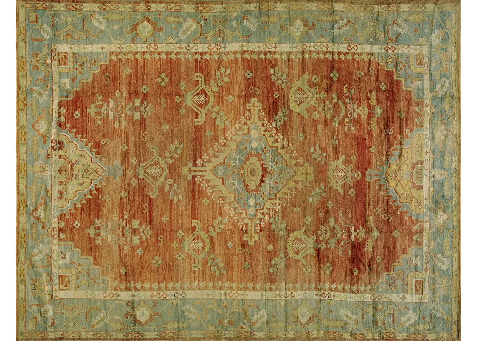 19th Century Turkish Oushak 7' 9'' x 10' - Orange