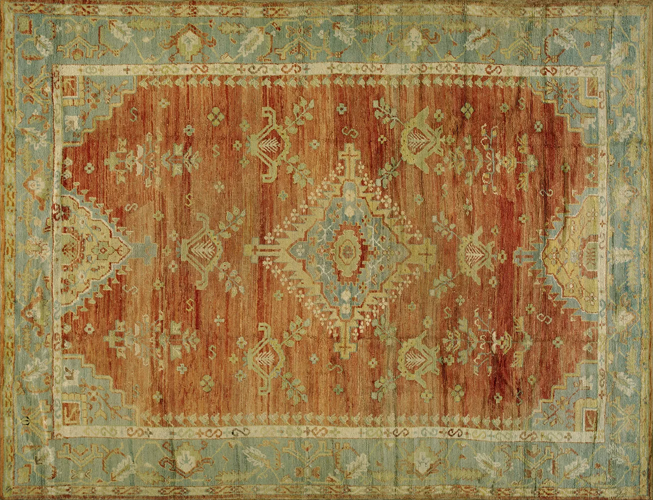 19th Century Turkish Oushak 7' 9'' x 10' - Orange