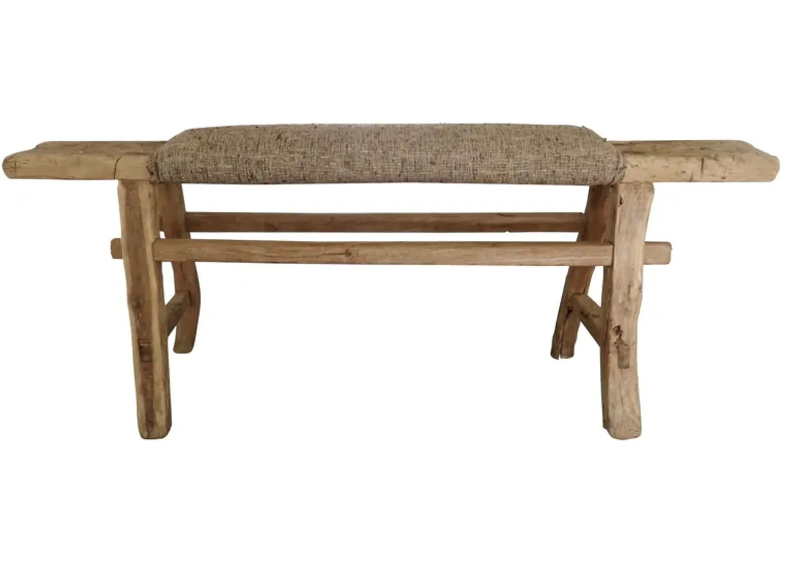 Vintage Antique Shandong Bench with Italian Silk - Beige