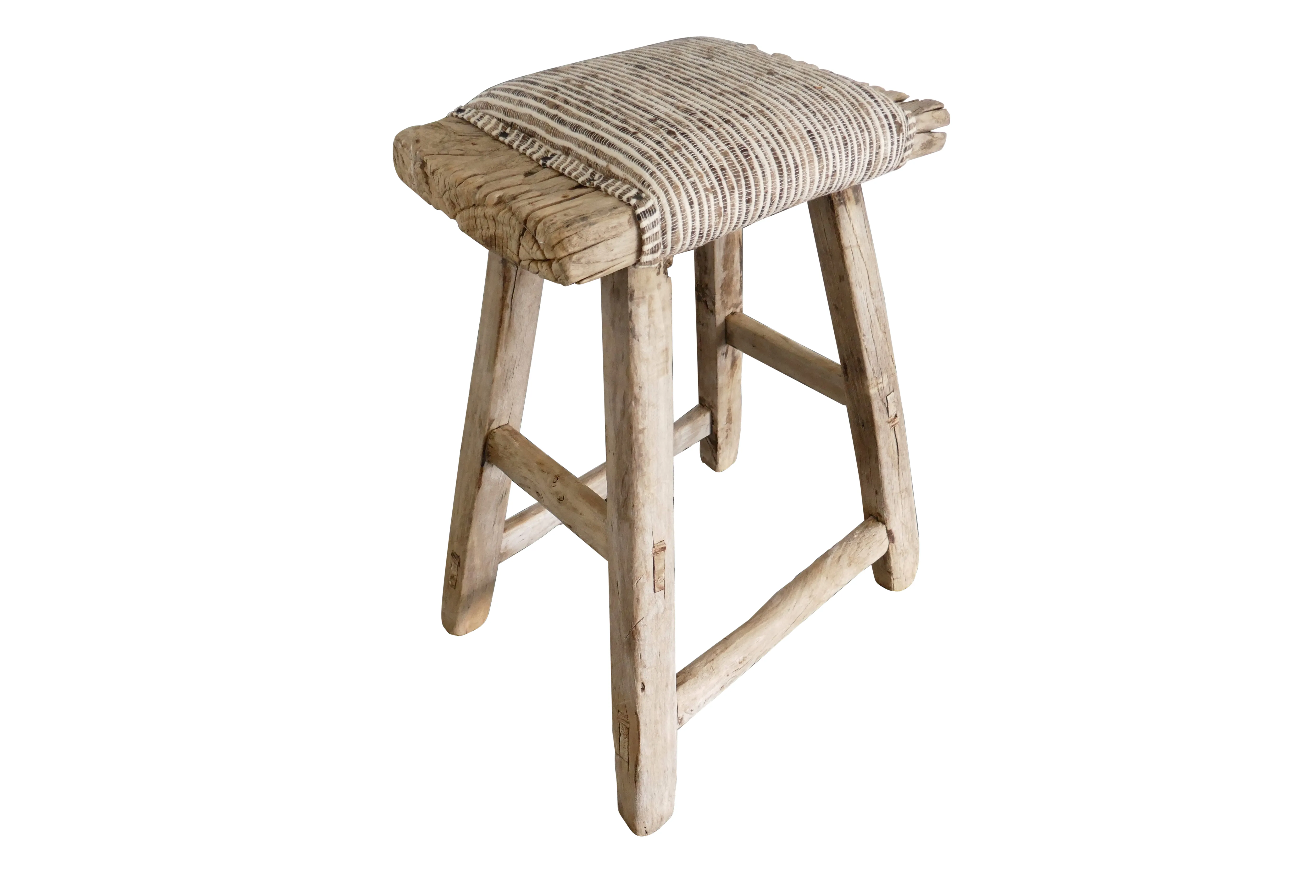 Shandong Stool with Italian Silk - Beige