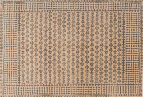 Tan Modern Khotan Handmade Wool Rug - Apadana - Beige - Beige