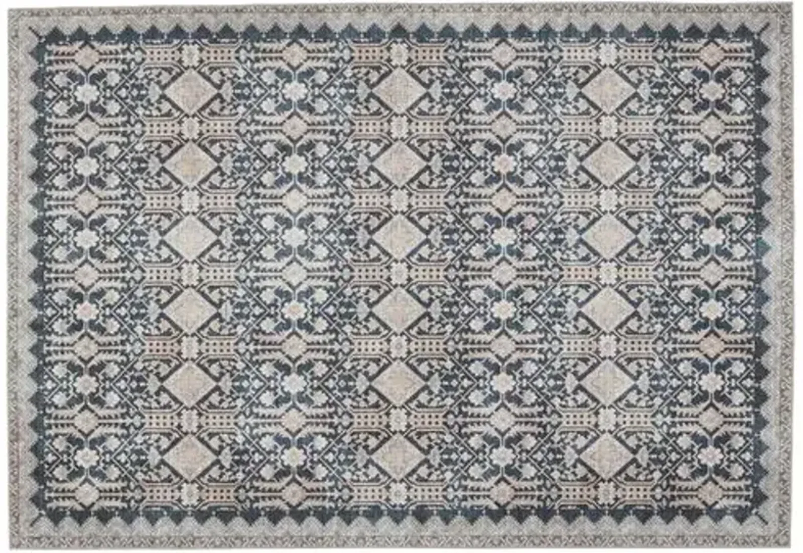 Dalia Trellis Rug - Dark Blue/Tan - Nikki Chu - Blue