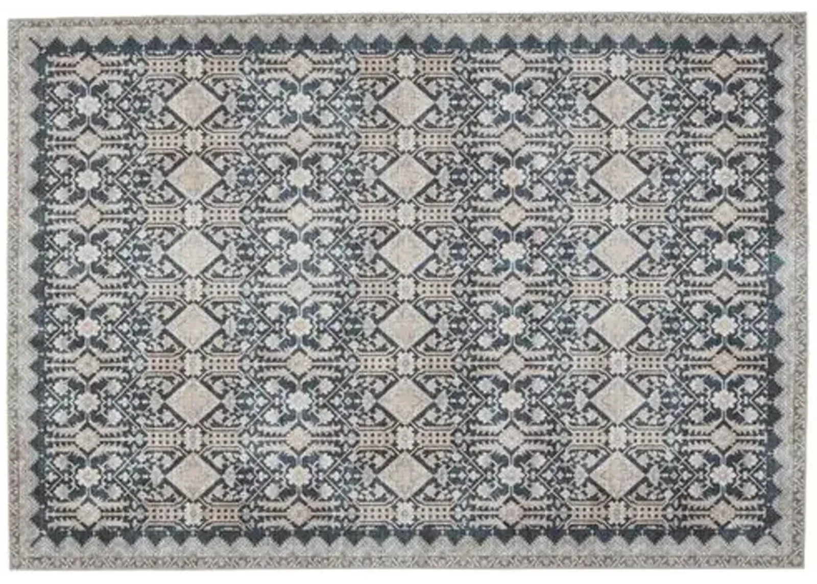 Dalia Trellis Rug - Dark Blue/Tan - Nikki Chu - Blue