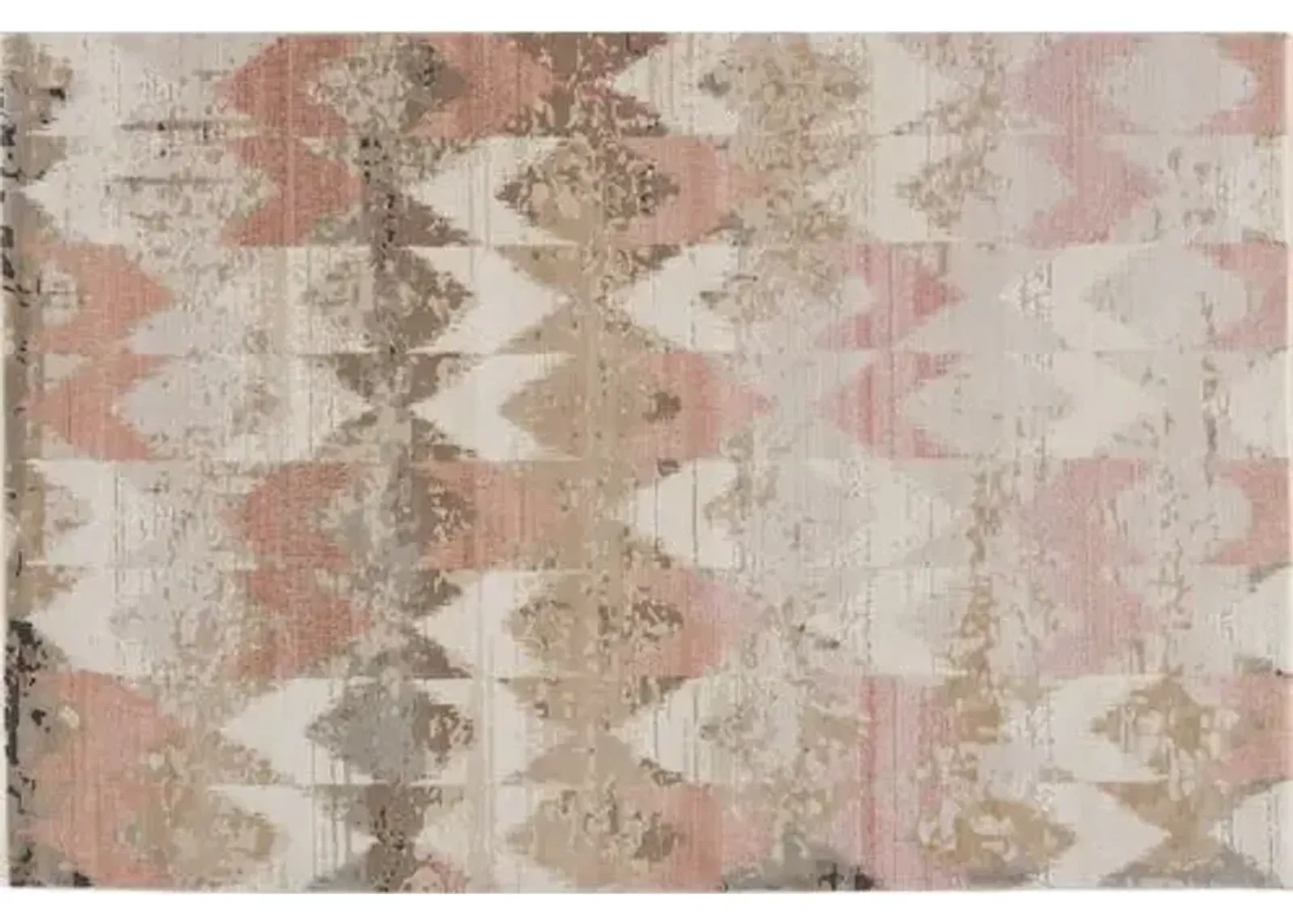 Zevi Chevron Rug - Beige/Lt Pink - Nikki Chu - Pink