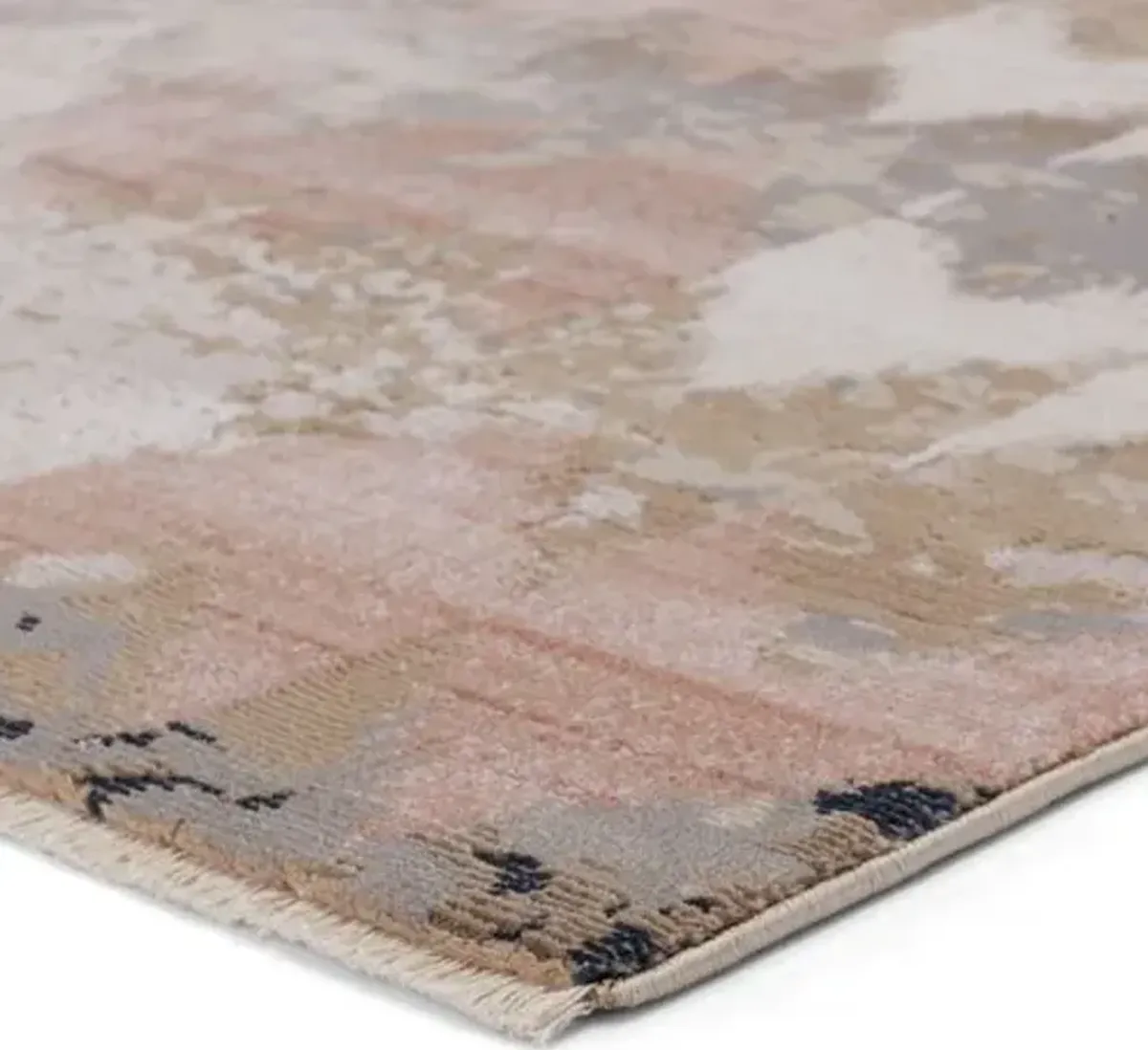 Zevi Chevron Rug - Beige/Lt Pink - Nikki Chu - Pink