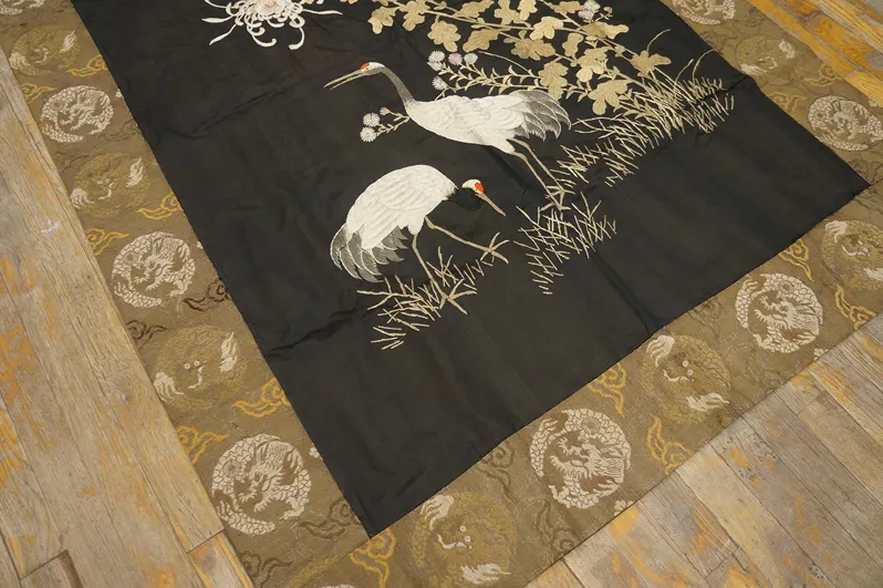 Antique Chinese Textile 3' 9''x5' 2'' - Black