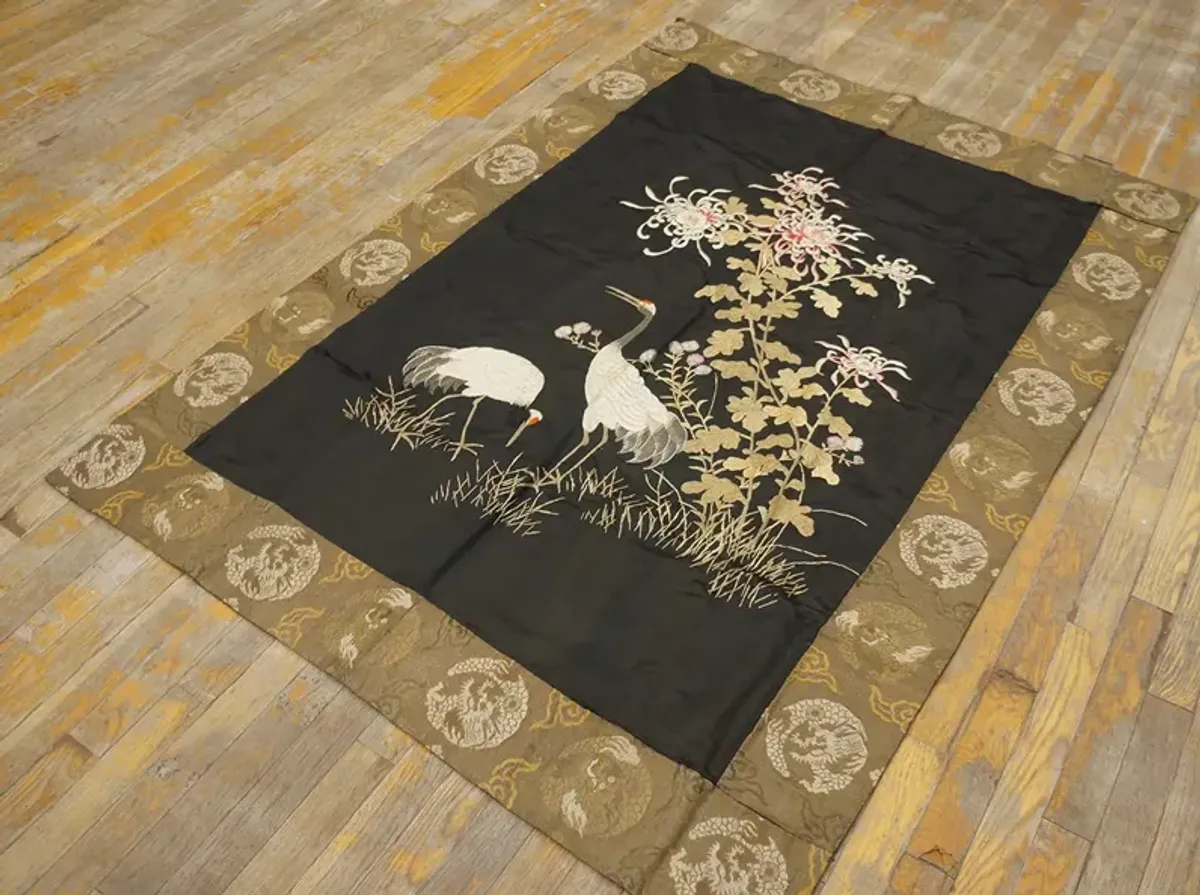 Antique Chinese Textile 3' 9''x5' 2'' - Black