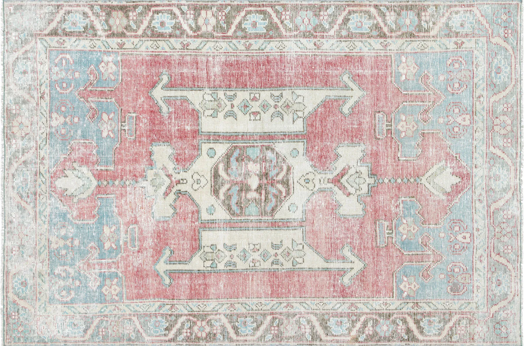 1960s Turkish Oushak Rug - 4'9"x7'1" - Nalbandian - Pink - Pink