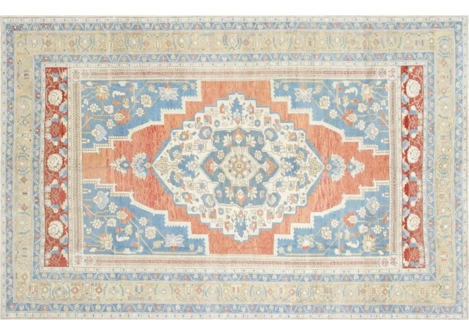 1960s Turkish Oushak Rug - 6'1"x9'5" - Nalbandian - blue - blue