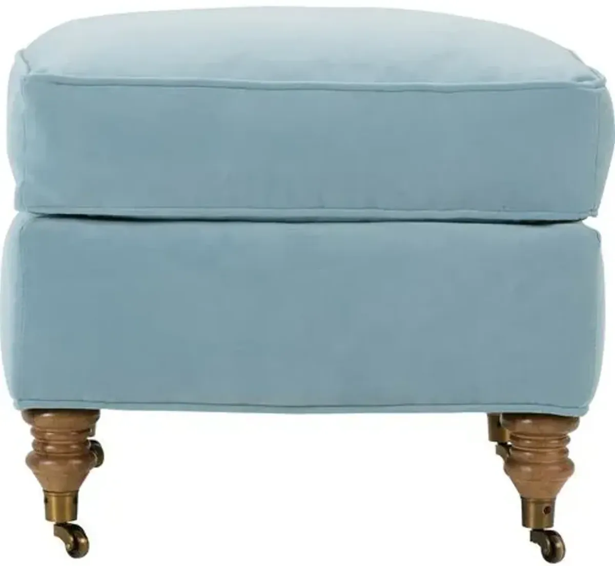 Brooke Ottoman - Ice Blue Velvet