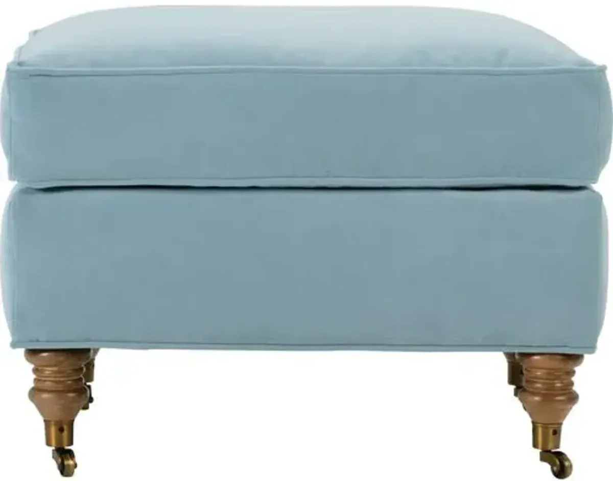 Brooke Velvet Ottoman - Blue