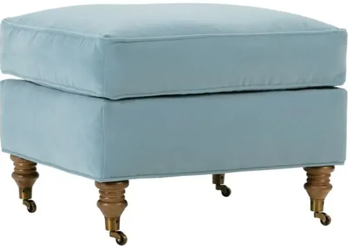 Brooke Velvet Ottoman - Blue