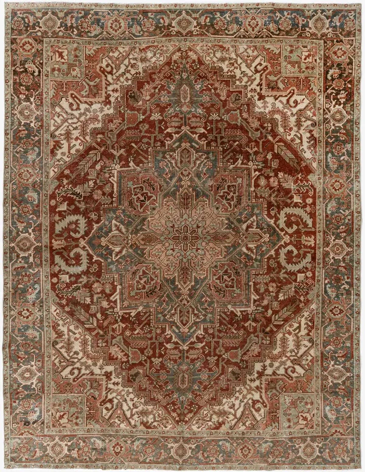 Persian Heriz Rug 8'5 X 11' - Red - Red