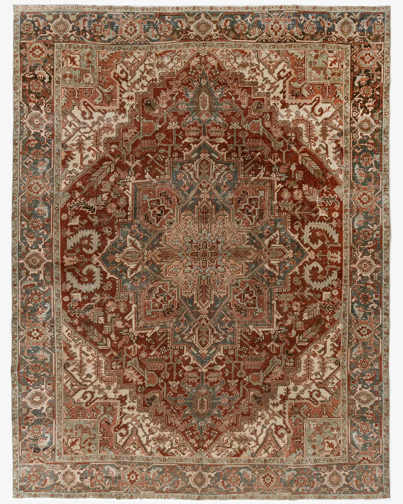 Persian Heriz Rug 8'5 X 11' - Red - Red