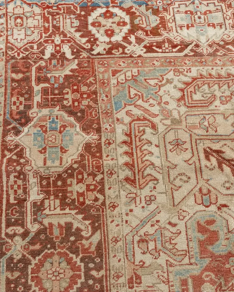 Persian Heriz Rug 9'1 X 12'6 - Red - Red