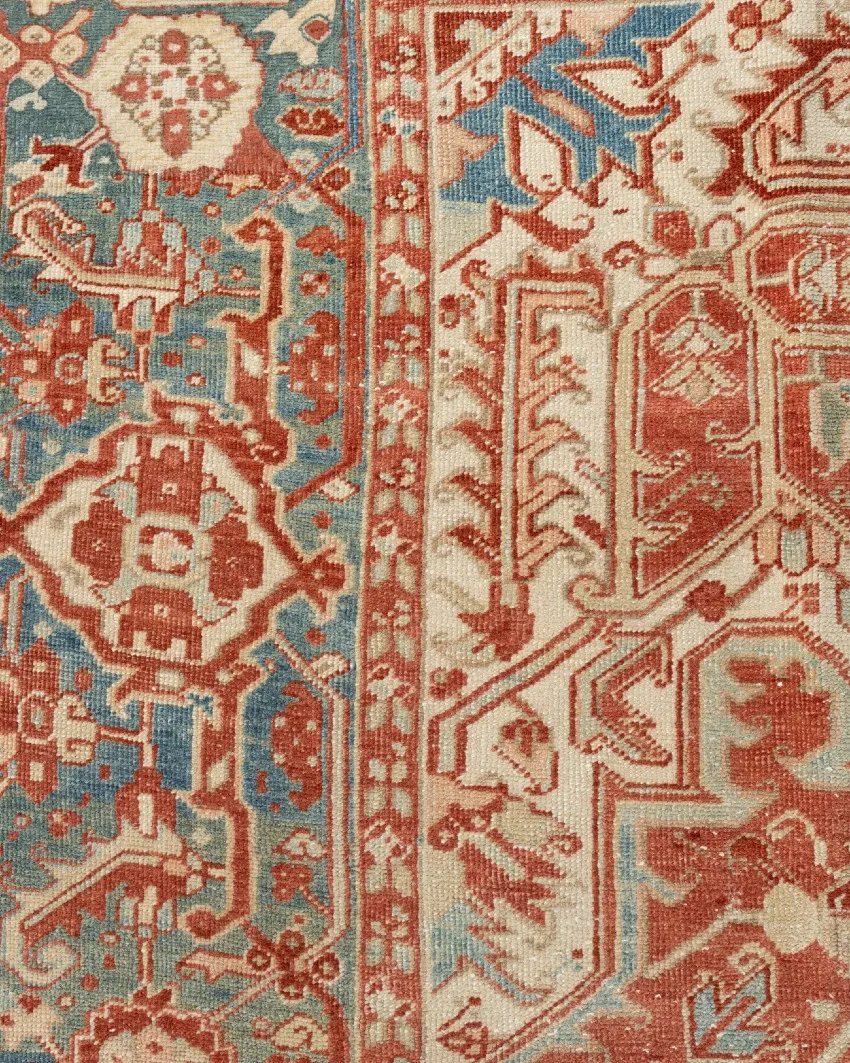 Persian Heriz Rug 9'1 X 12'6 - Red - Red