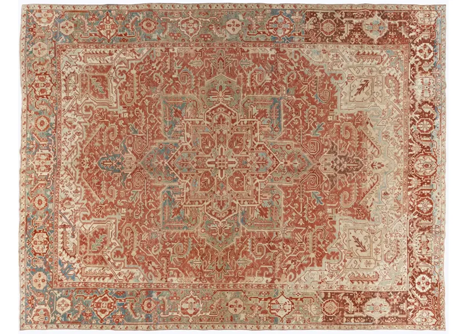 Persian Heriz Rug 9'1 X 12'6 - Red - Red