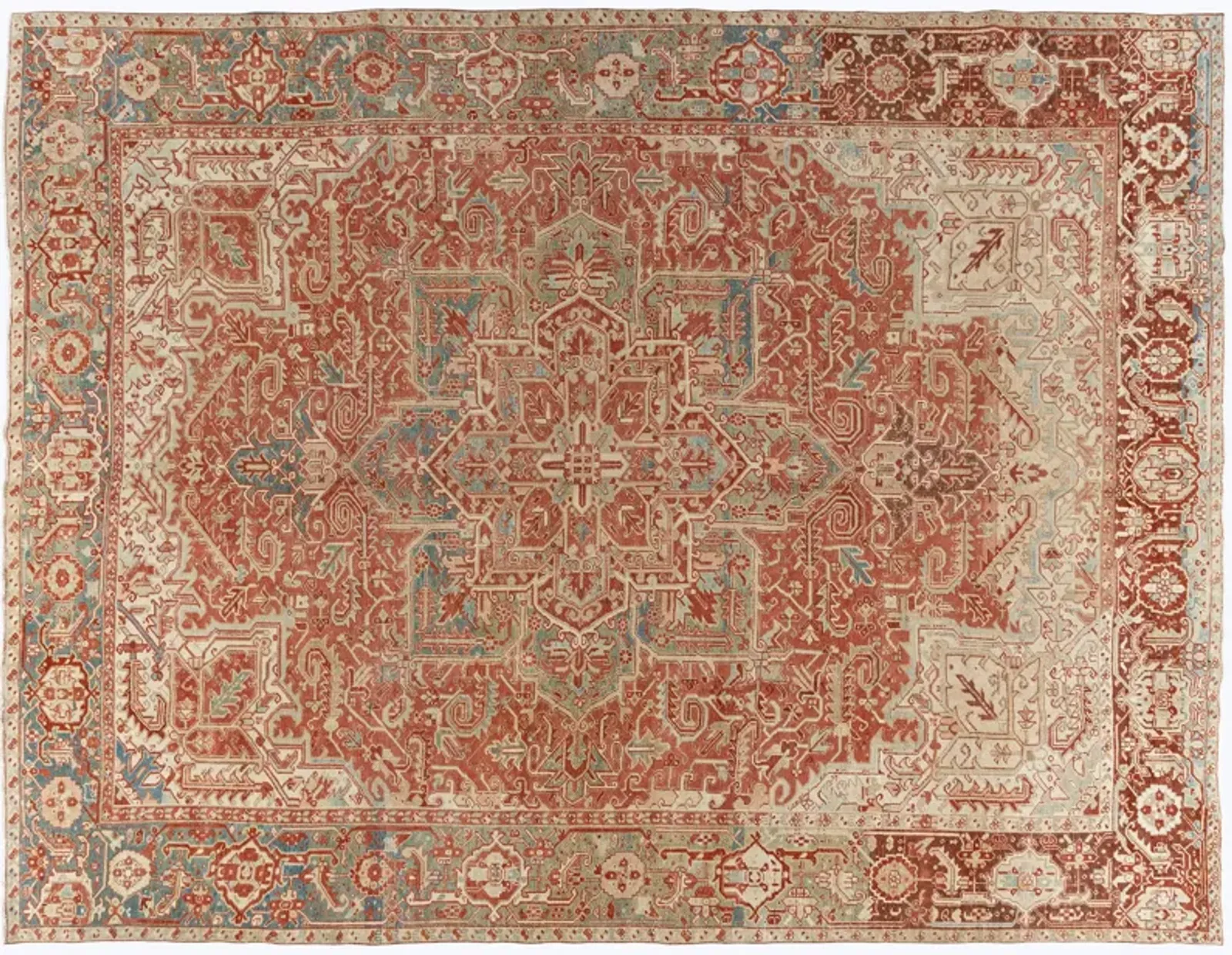 Persian Heriz Rug 9'1 X 12'6 - Red - Red