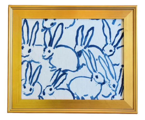 Framed Hunt Slonem Bunny Hutch Fabric - Blue
