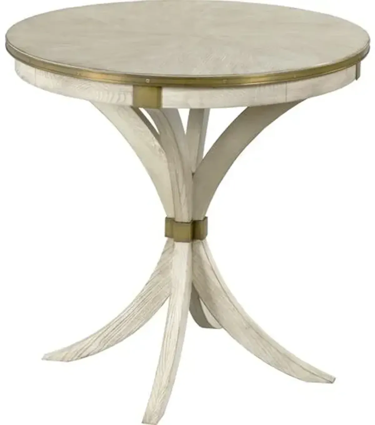 Adele Round Side Table - Ash/Brass - Beige