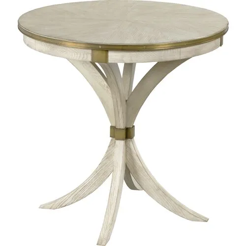 Adele Round Side Table - Ash/Brass - Beige