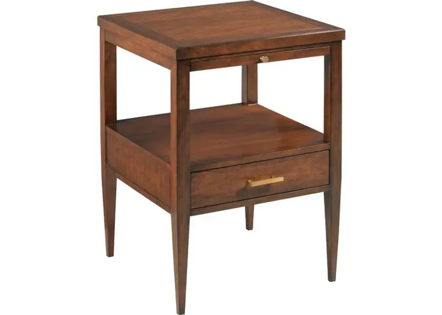 Luca Bedside Table - Cherry Bordeaux/Brass - Brown