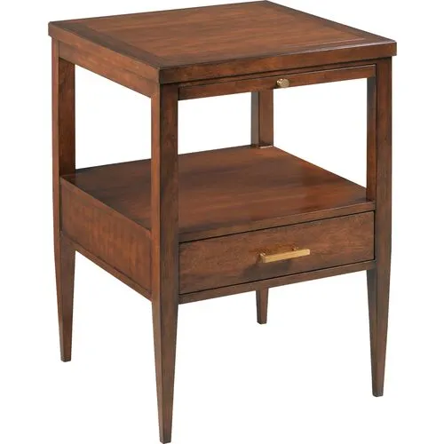 Luca Bedside Table - Cherry Bordeaux/Brass - Brown