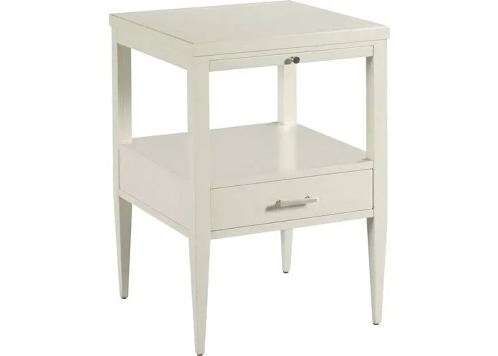 Luca Bedside Table - White/Nickel