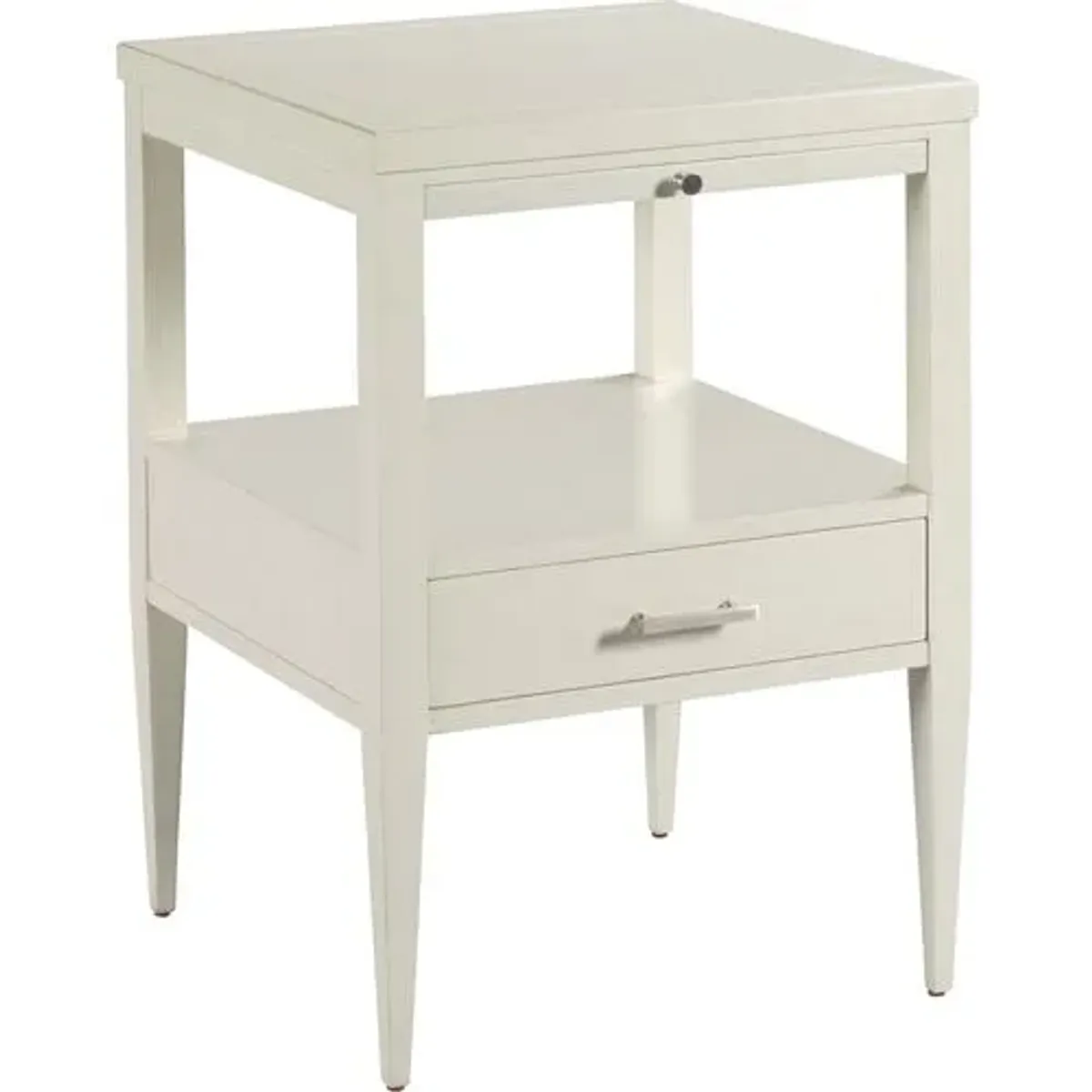 Luca Bedside Table - White/Nickel