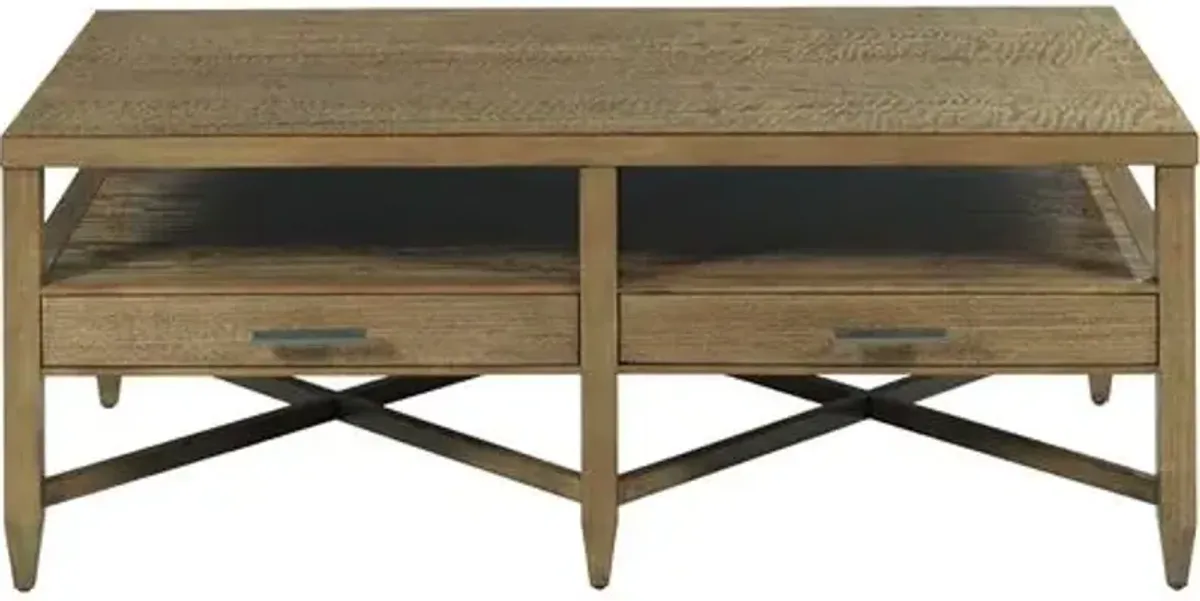 Webb Cocktail Table - Natural/Nickel - Brown