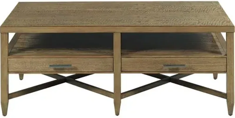 Webb Cocktail Table - Natural/Nickel - Brown