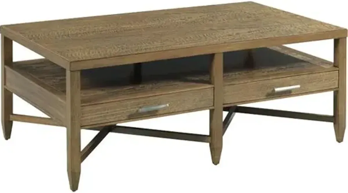 Webb Cocktail Table - Natural/Nickel - Brown