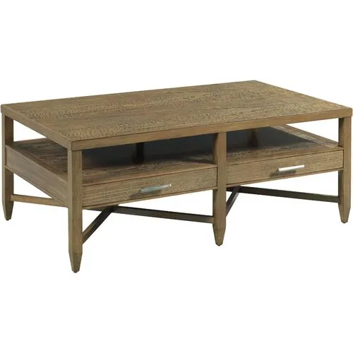 Webb Cocktail Table - Natural/Nickel - Brown