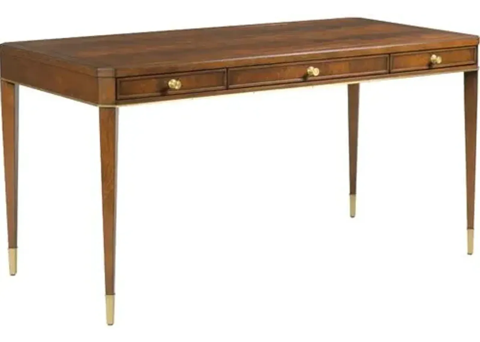 Liam Writing Table/Desk - Mahogany/Brass - Brown