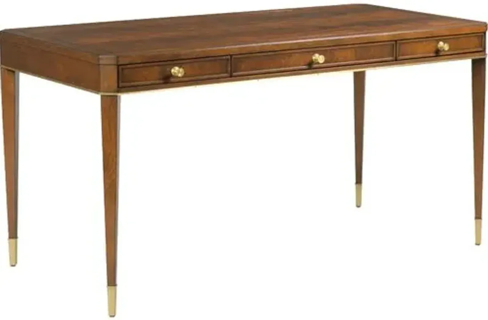 Liam Writing Table/Desk - Mahogany/Brass - Brown