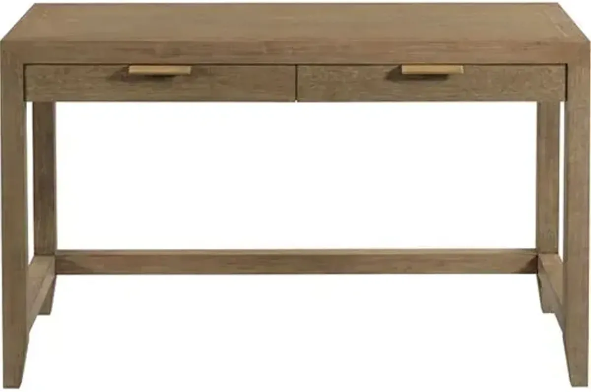 Dotty Desk - Natural Oak/Brushed Brass - Brown