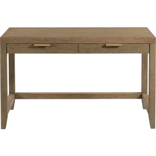 Dotty Desk - Natural Oak/Brushed Brass - Brown