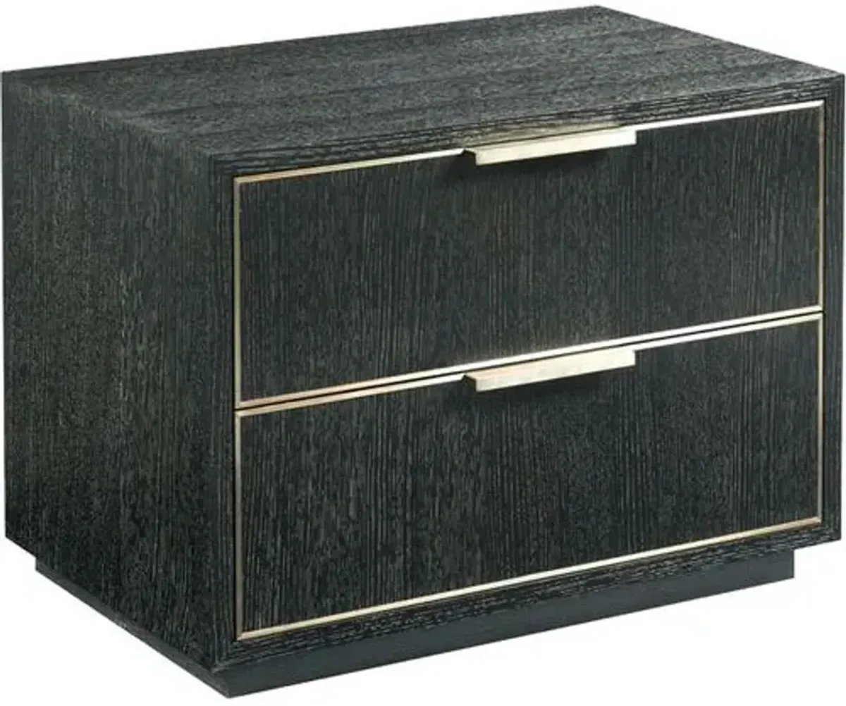 Archer Bedside Chest - Slate/Brass - Black