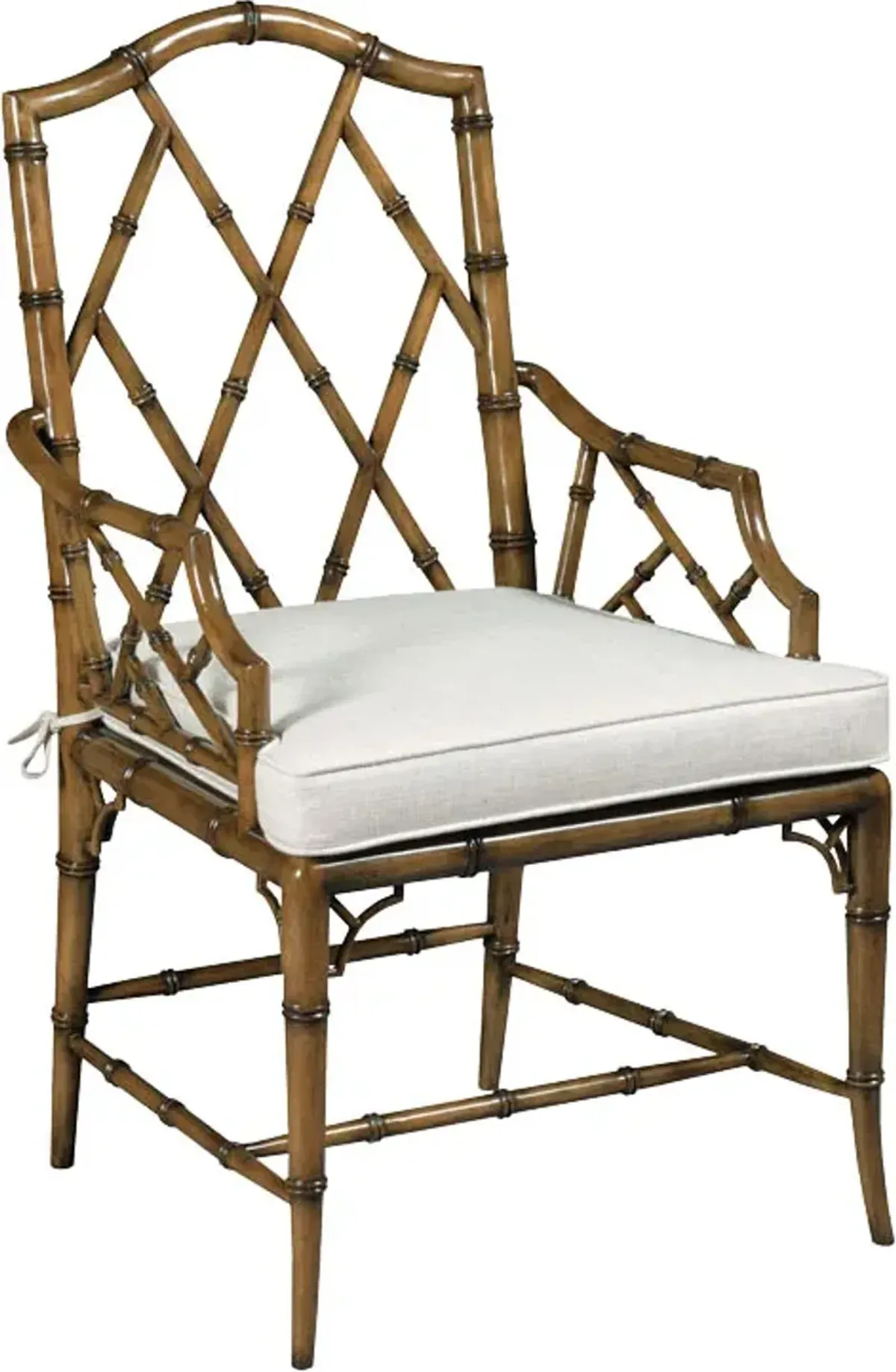 Cinar Faux Bamboo Armchair, Hazelnut/Linen