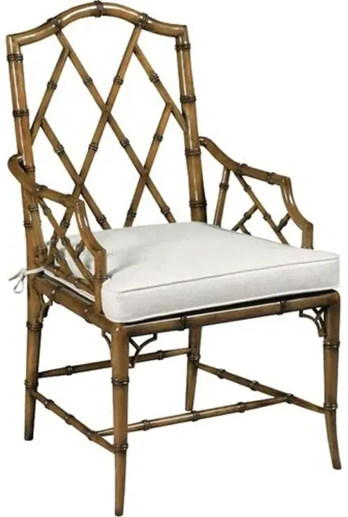 Cinar Faux Bamboo Armchair - Hazelnut/Linen - Ivory