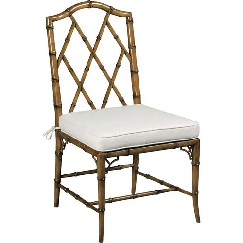 Cinar Faux Bamboo Side Chair - Hazelnut/Linen - Ivory