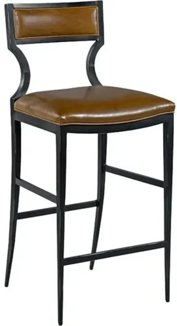 Raylan Leather Barstool - Brown