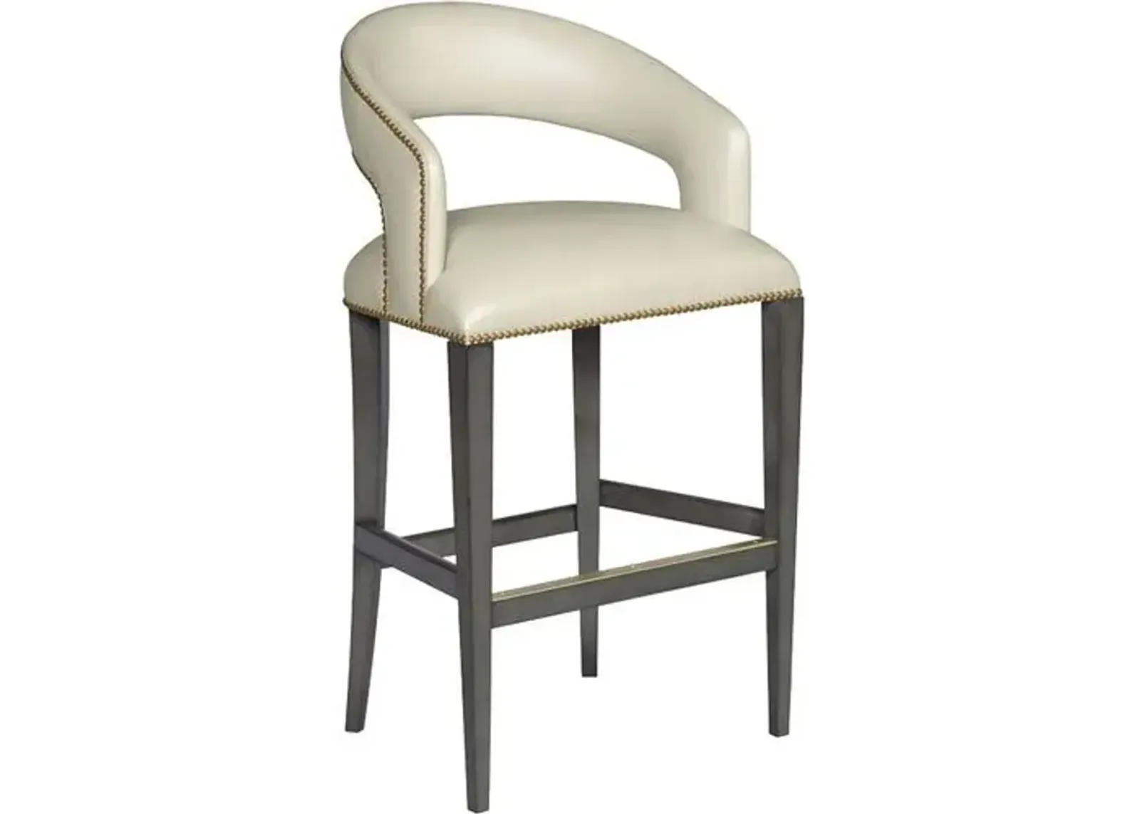 Suzanne Leather Barstool - Charcoal/Cream - Ivory