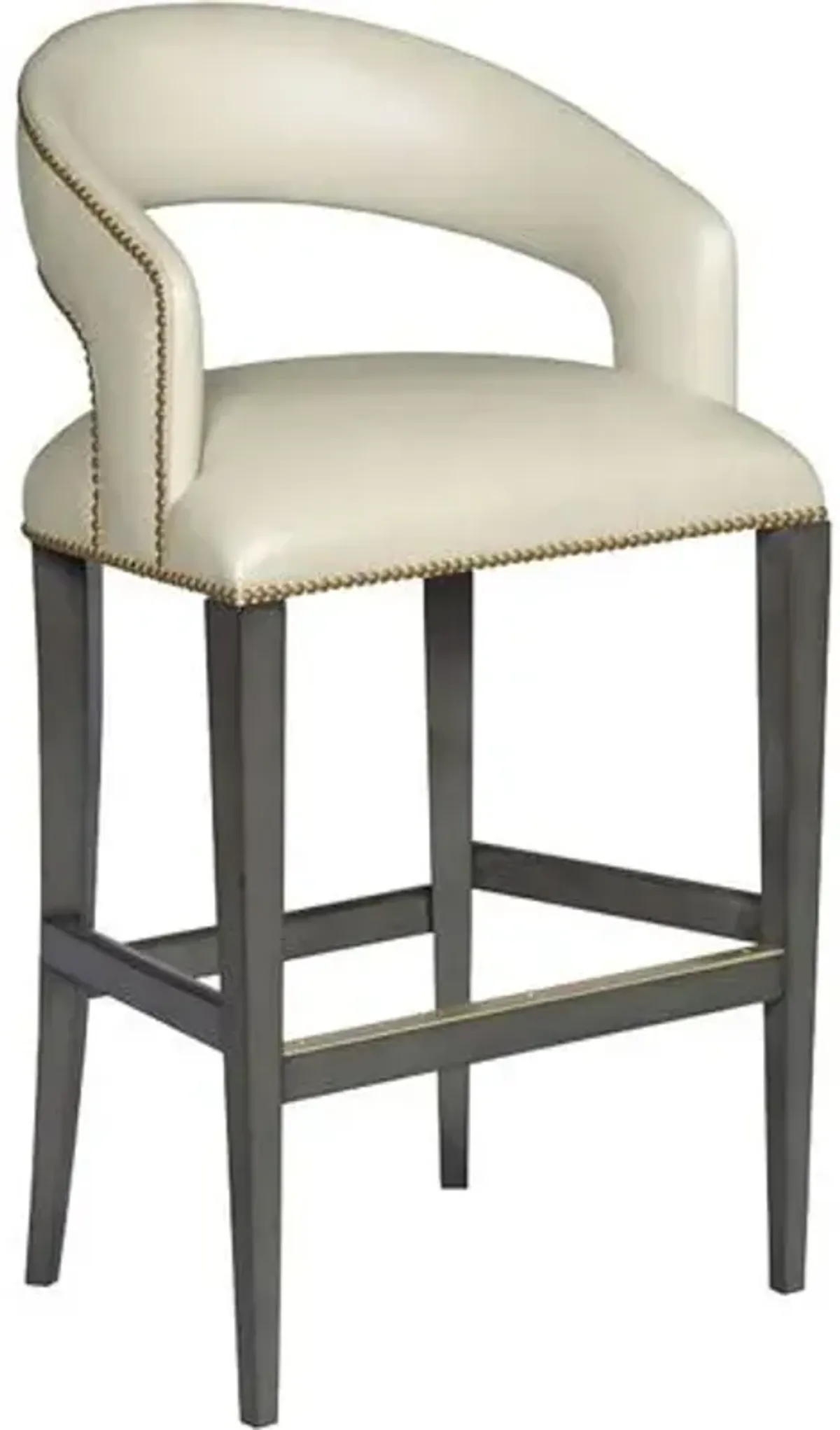 Suzanne Leather Barstool - Charcoal/Cream - Ivory