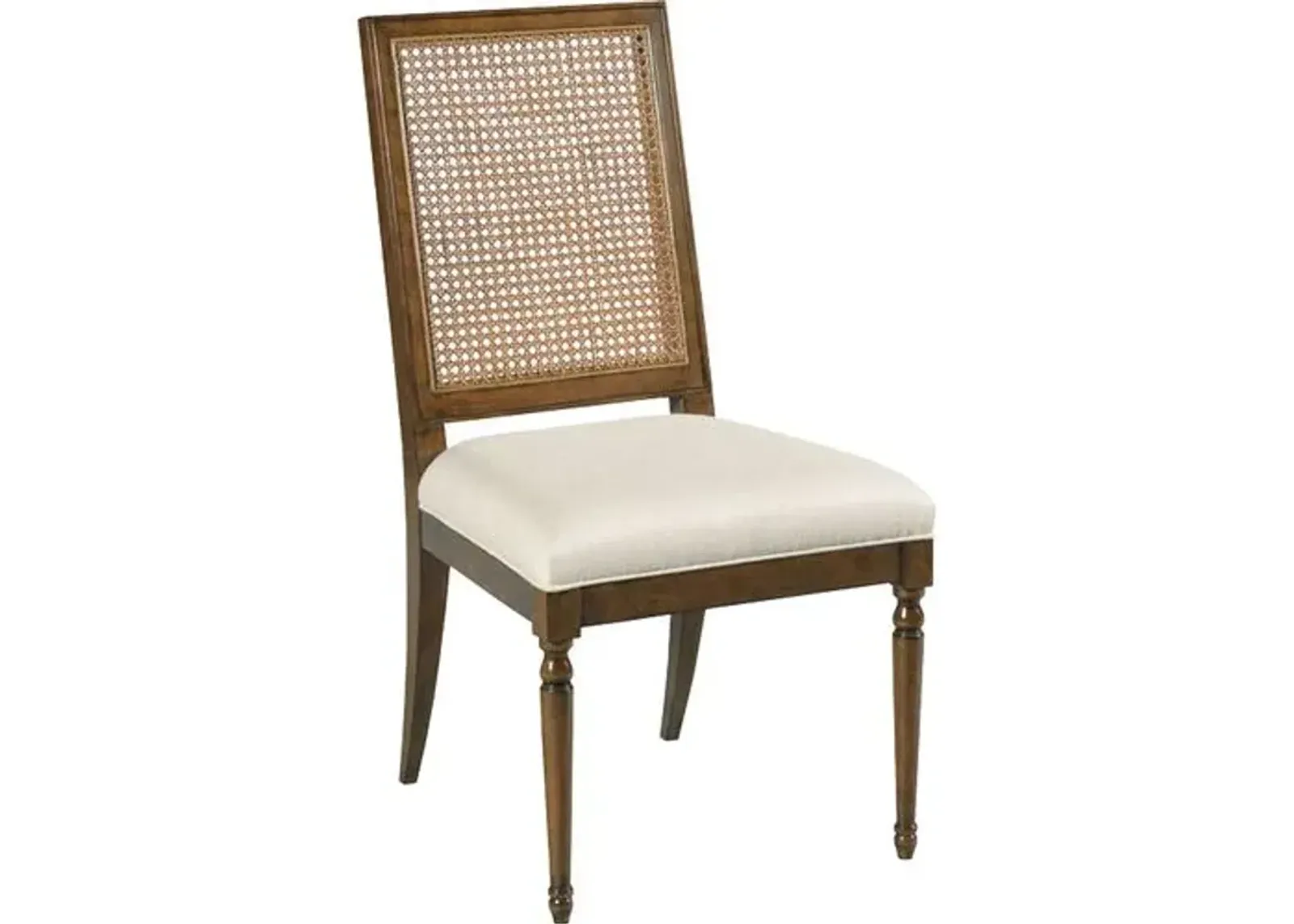 Mariana Cane Dining Chair - Brown/Natural Linen - Ivory